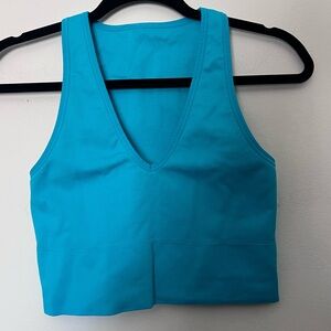 Athleta Vibrant Turquoise V-Neck Crop Ribbed Tank